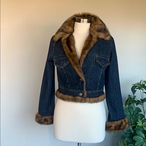Denim Faux Fur Trimmed